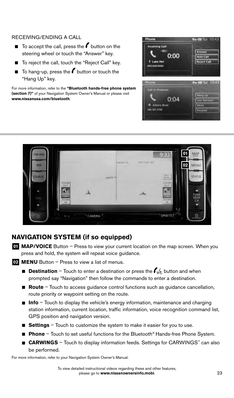 Navigation system (if so equipped) | NISSAN 2014 LEAF - Quick Reference Guide User Manual | Page 25 / 27