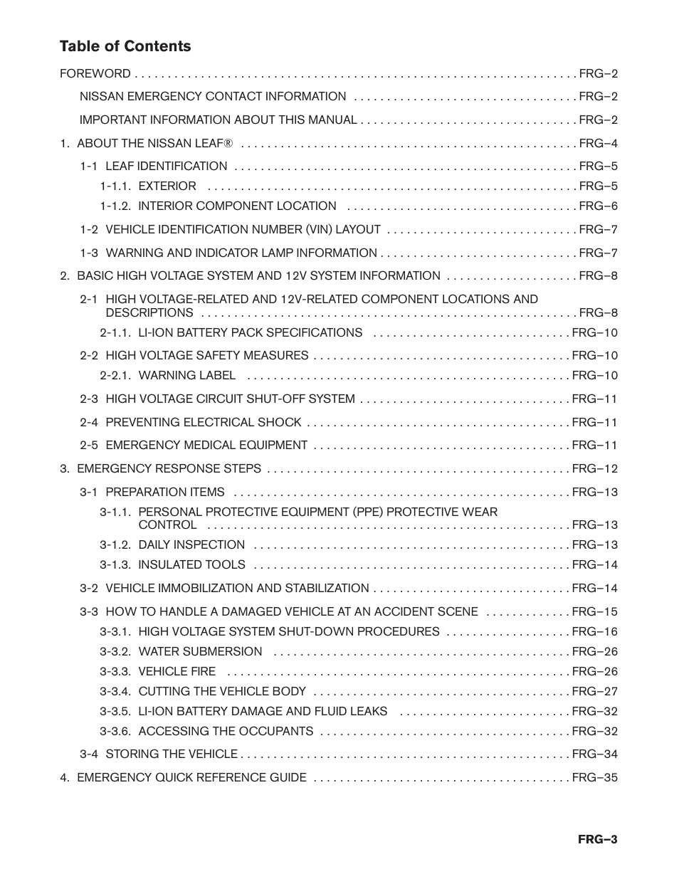 NISSAN 2014 LEAF - First Responder's Guide User Manual | Page 3 / 40
