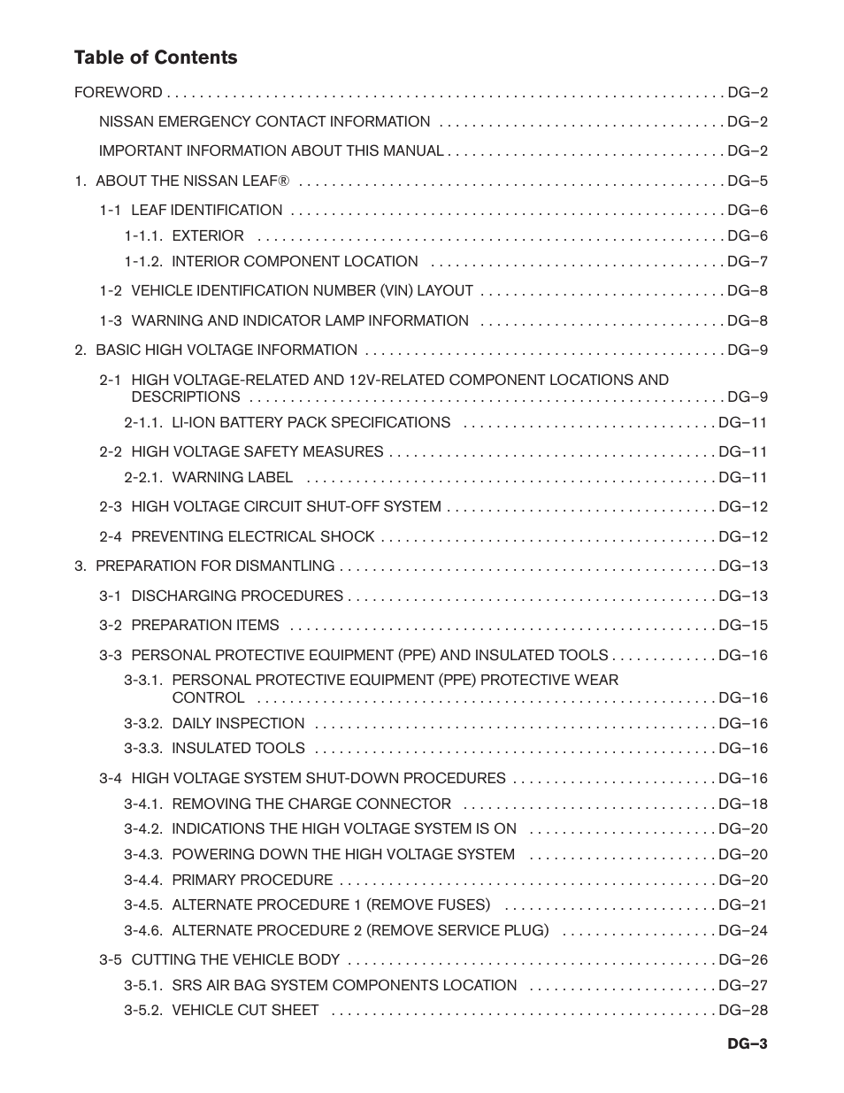 NISSAN 2014 LEAF - Dismantling Guide User Manual | Page 3 / 46