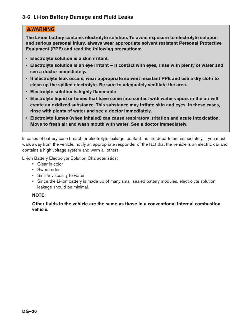 6 li-ion battery damage and fluid leaks | NISSAN 2014 LEAF - Dismantling Guide User Manual | Page 30 / 46