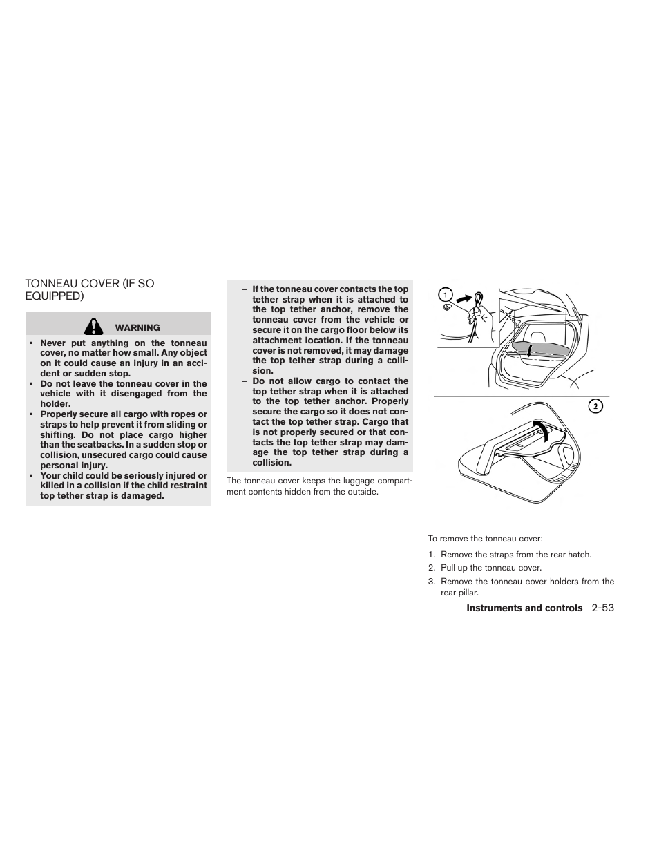 Tonneau cover (if so equipped) -53 | NISSAN 2015 LEAF - Owner's Manual User Manual | Page 190 / 410