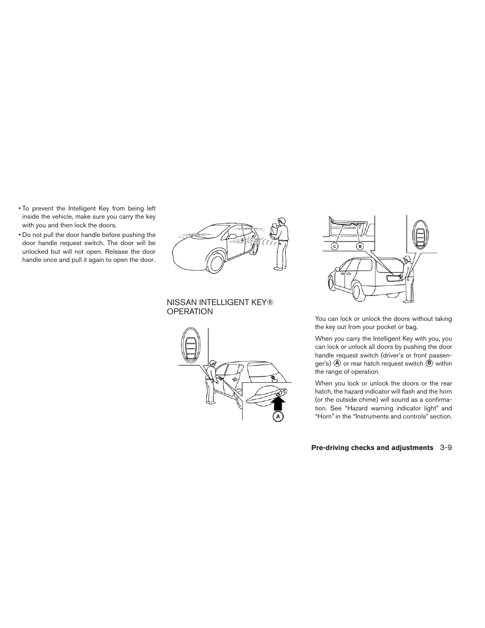 Nissan intelligent key® operation -9 | NISSAN 2015 LEAF - Owner's Manual User Manual | Page 208 / 410