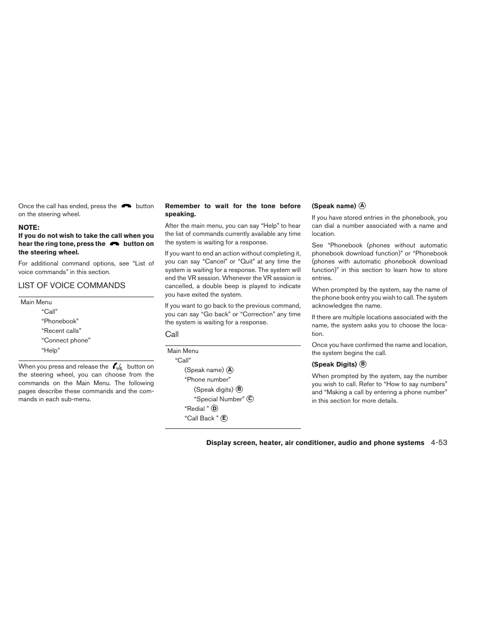 List of voice commands -53 | NISSAN 2015 LEAF - Owner's Manual User Manual | Page 278 / 410