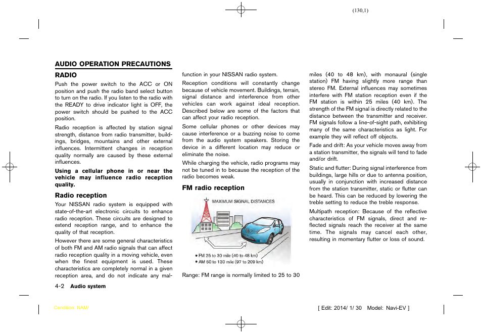 Audio operation precautions, Radio -2 | NISSAN 2015 LEAF - Navigation System Owner's Manual User Manual | Page 134 / 279