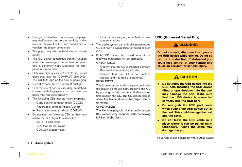 Usb (universal serial bus) -4 | NISSAN 2015 LEAF - Navigation System Owner's Manual User Manual | Page 136 / 279