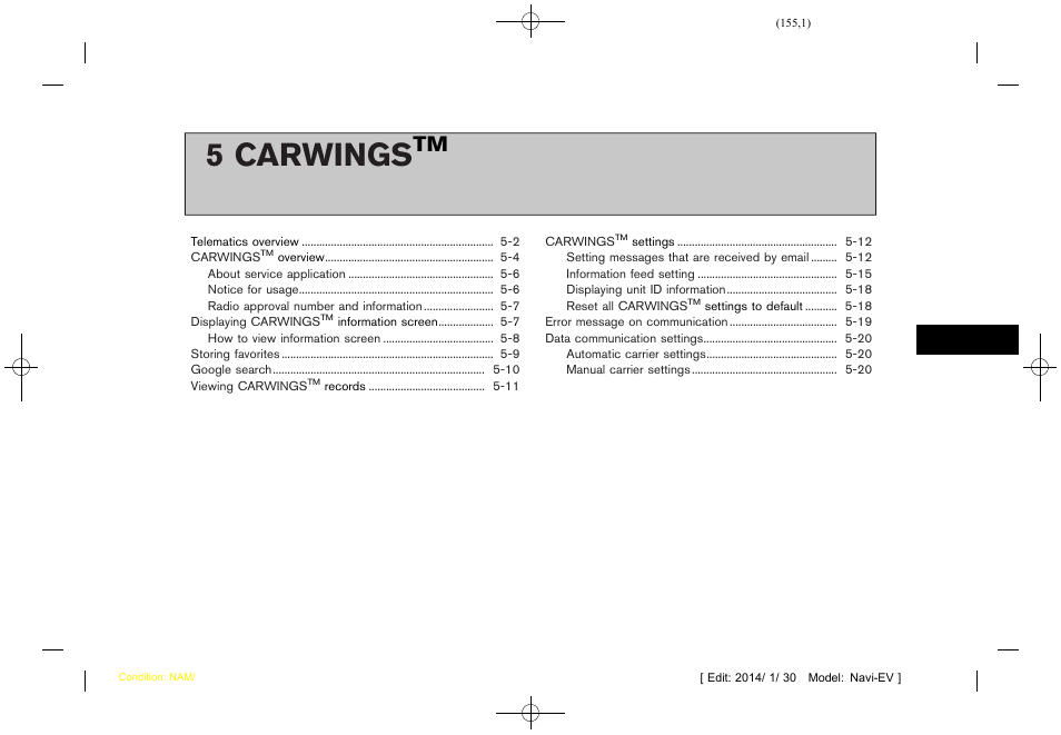 Carwings, 5 carwings | NISSAN 2015 LEAF - Navigation System Owner's Manual User Manual | Page 157 / 279