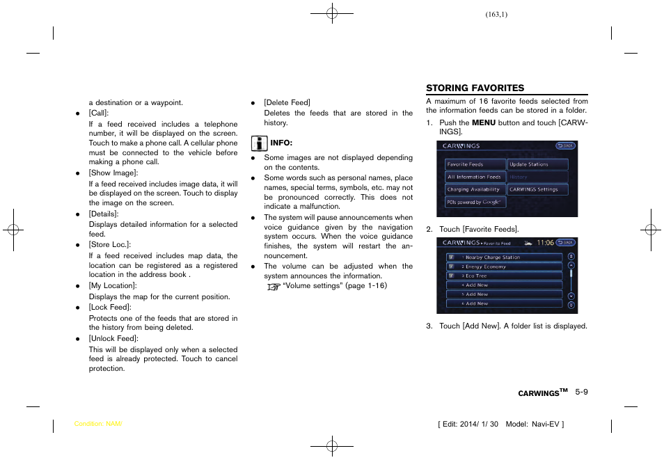 Storing favorites -9 | NISSAN 2015 LEAF - Navigation System Owner's Manual User Manual | Page 165 / 279