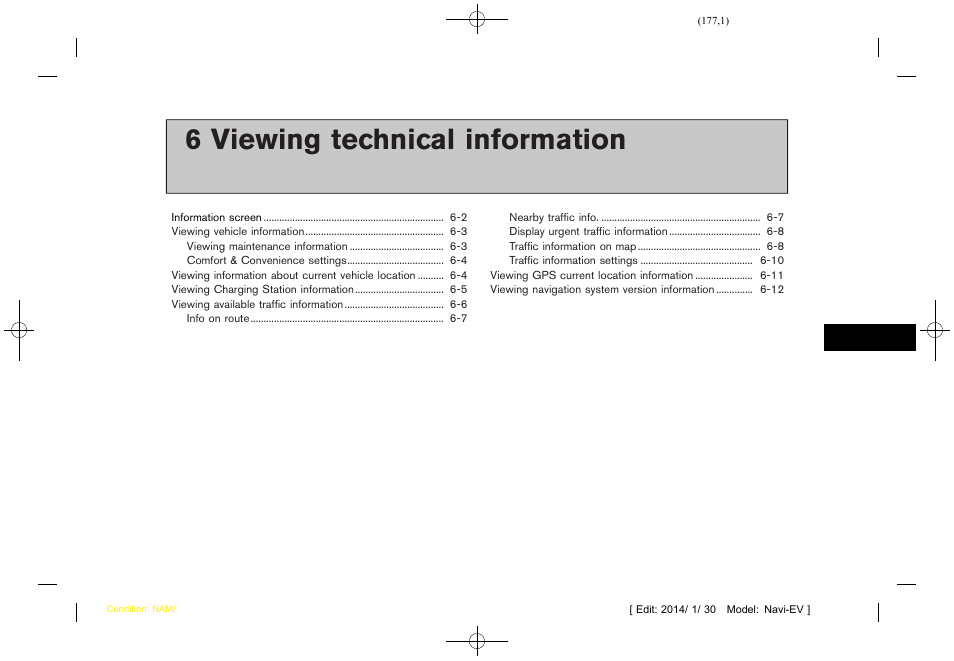 Viewing technical information, 6 viewing technical information | NISSAN 2015 LEAF - Navigation System Owner's Manual User Manual | Page 179 / 279