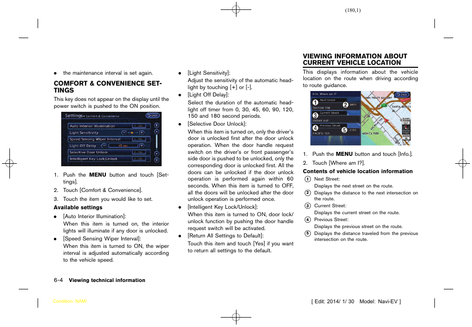 Comfort & convenience settings -4 | NISSAN 2015 LEAF - Navigation System Owner's Manual User Manual | Page 182 / 279