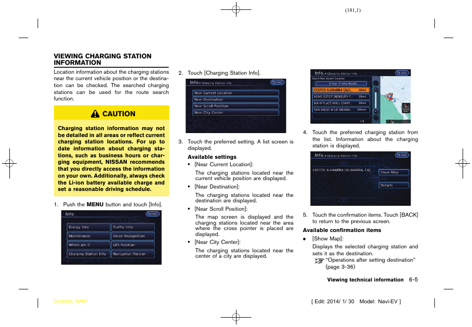 Viewing charging station information -5 | NISSAN 2015 LEAF - Navigation System Owner's Manual User Manual | Page 183 / 279