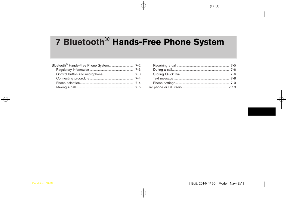 Bluetooth, Hands-free phone system, 7 bluetooth | NISSAN 2015 LEAF - Navigation System Owner's Manual User Manual | Page 193 / 279