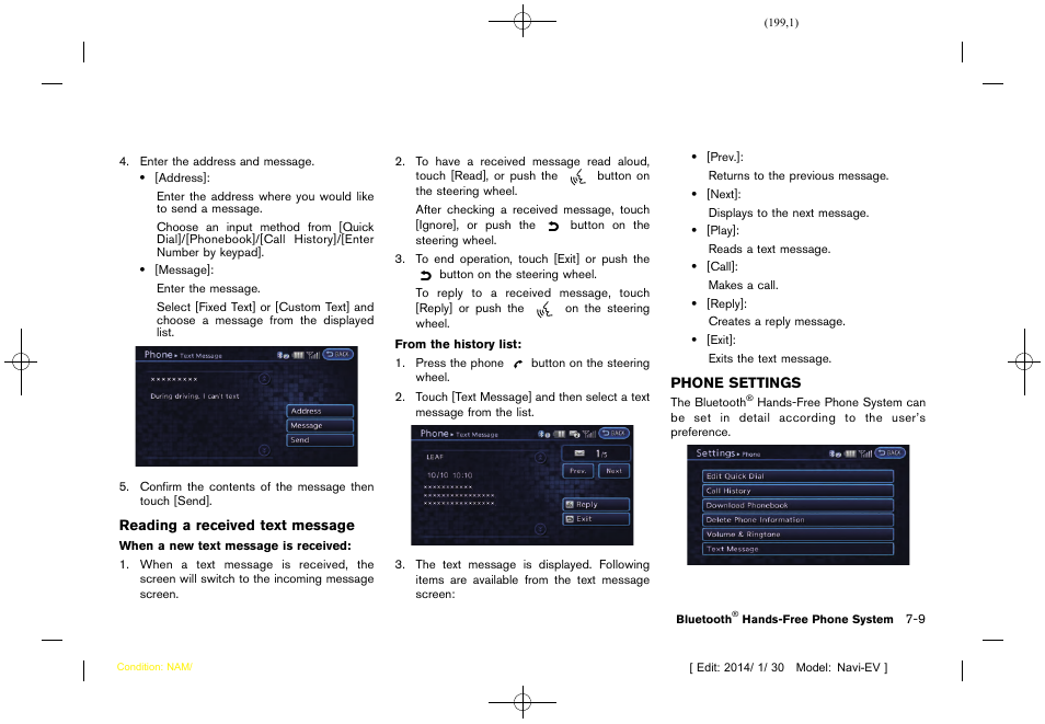 Phone settings -9 | NISSAN 2015 LEAF - Navigation System Owner's Manual User Manual | Page 201 / 279