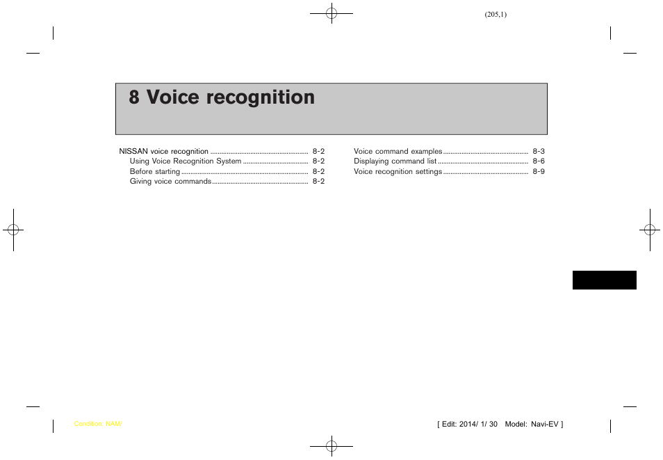 Voice recognition, 8 voice recognition | NISSAN 2015 LEAF - Navigation System Owner's Manual User Manual | Page 207 / 279