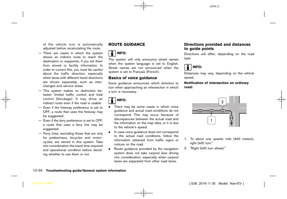 Route guidance -34 | NISSAN 2015 LEAF - Navigation System Owner's Manual User Manual | Page 264 / 279