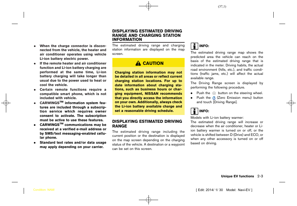 Displaying estimated driving range -3 | NISSAN 2015 LEAF - Navigation System Owner's Manual User Manual | Page 41 / 279