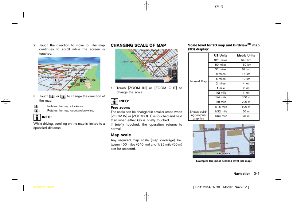 Changing scale of map -7 | NISSAN 2015 LEAF - Navigation System Owner's Manual User Manual | Page 63 / 279