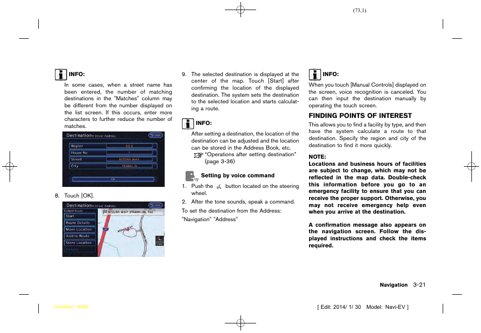 Finding points of interest -21 | NISSAN 2015 LEAF - Navigation System Owner's Manual User Manual | Page 77 / 279