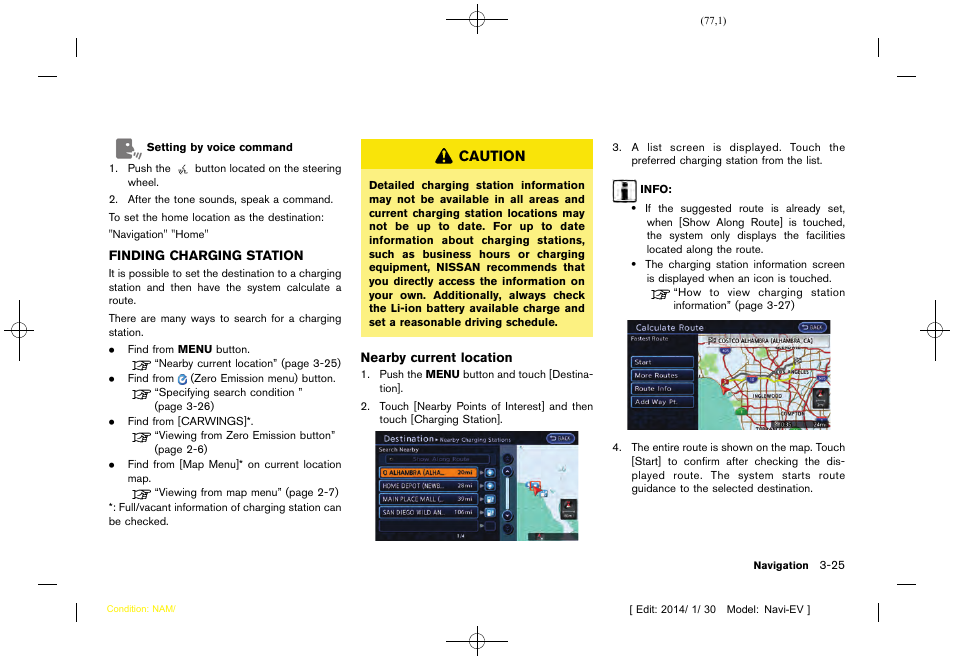 Finding charging station -25 | NISSAN 2015 LEAF - Navigation System Owner's Manual User Manual | Page 81 / 279