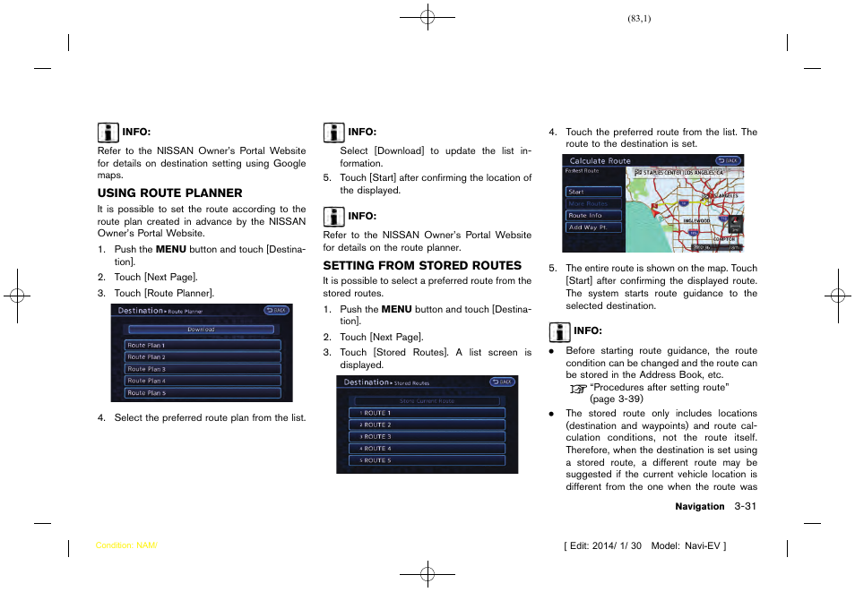 NISSAN 2015 LEAF - Navigation System Owner's Manual User Manual | Page 87 / 279