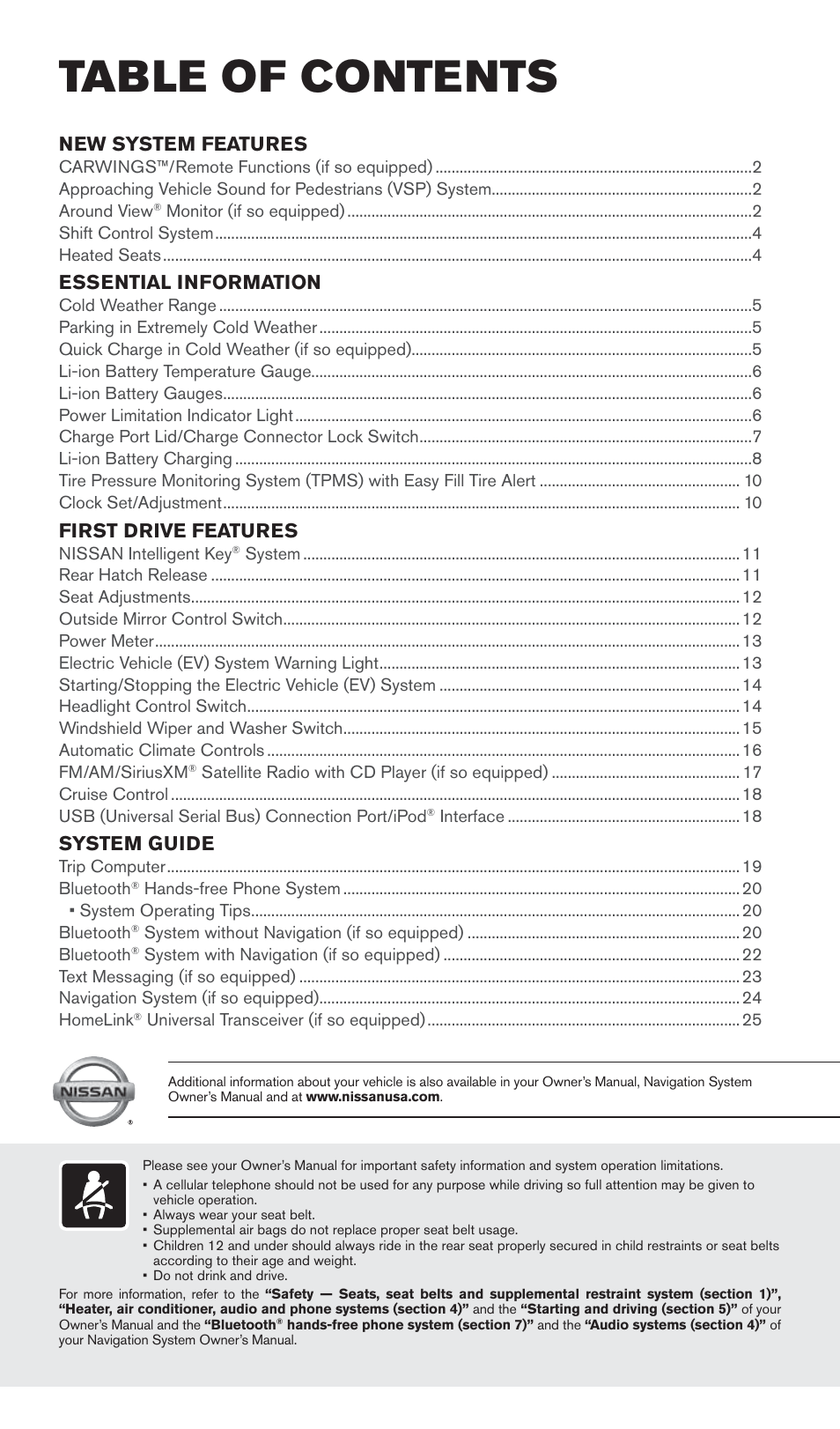 NISSAN 2015 LEAF - Quick Reference Guide User Manual | Page 4 / 28