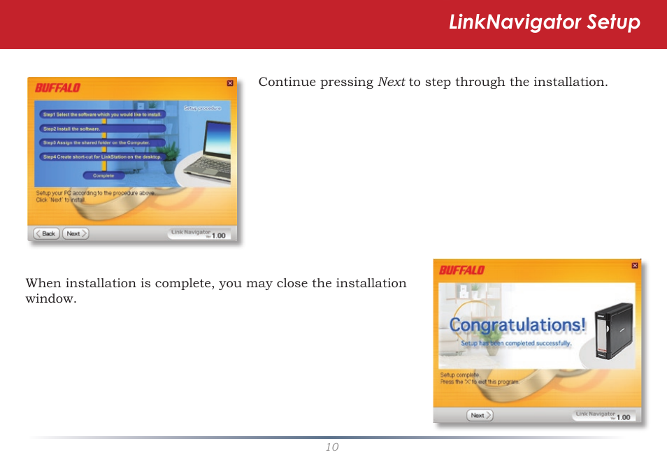 Linknavigator setup | Buffalo Technology LinkStation Pro Shared Network Storage User Manual | Page 10 / 59