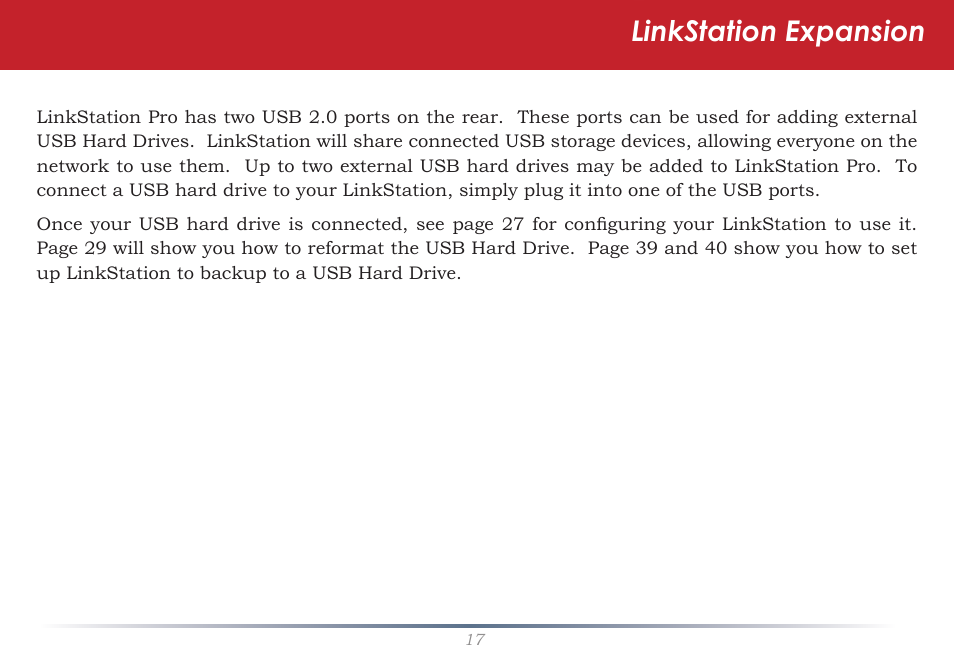 Linkstation expansion | Buffalo Technology LinkStation Pro Shared Network Storage User Manual | Page 17 / 59