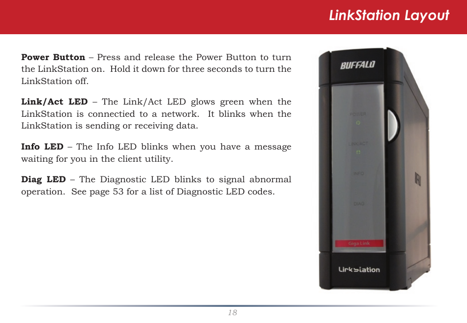 Linkstation layout | Buffalo Technology LinkStation Pro Shared Network Storage User Manual | Page 18 / 59