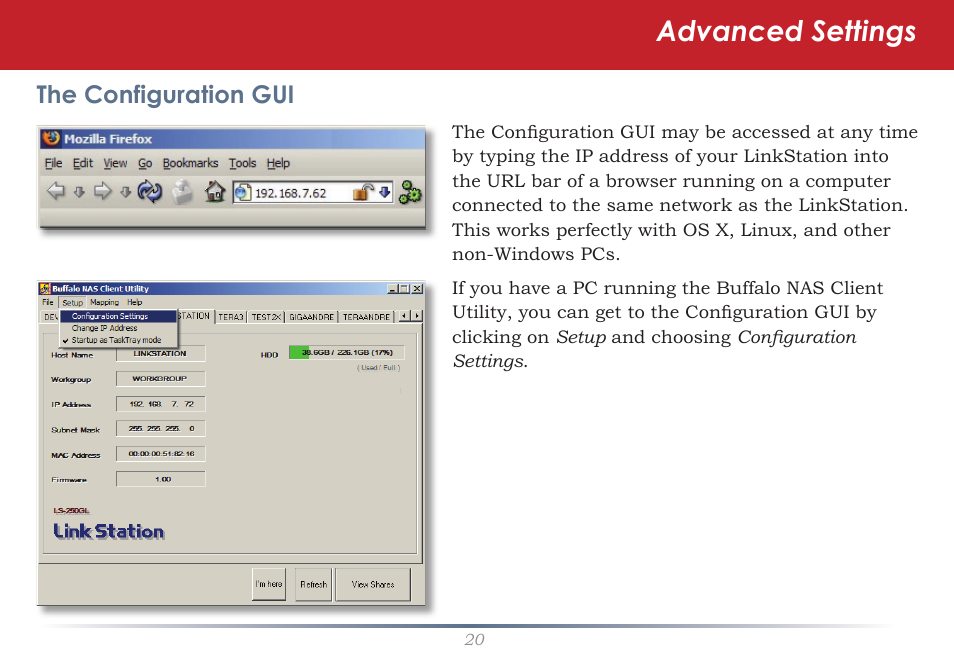 Advanced settings | Buffalo Technology LinkStation Pro Shared Network Storage User Manual | Page 20 / 59