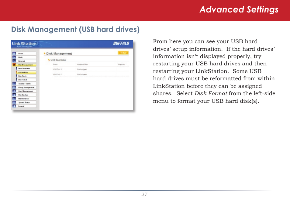 Advanced settings | Buffalo Technology LinkStation Pro Shared Network Storage User Manual | Page 27 / 59