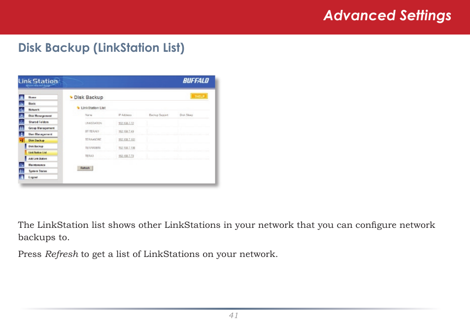 Advanced settings | Buffalo Technology LinkStation Pro Shared Network Storage User Manual | Page 41 / 59