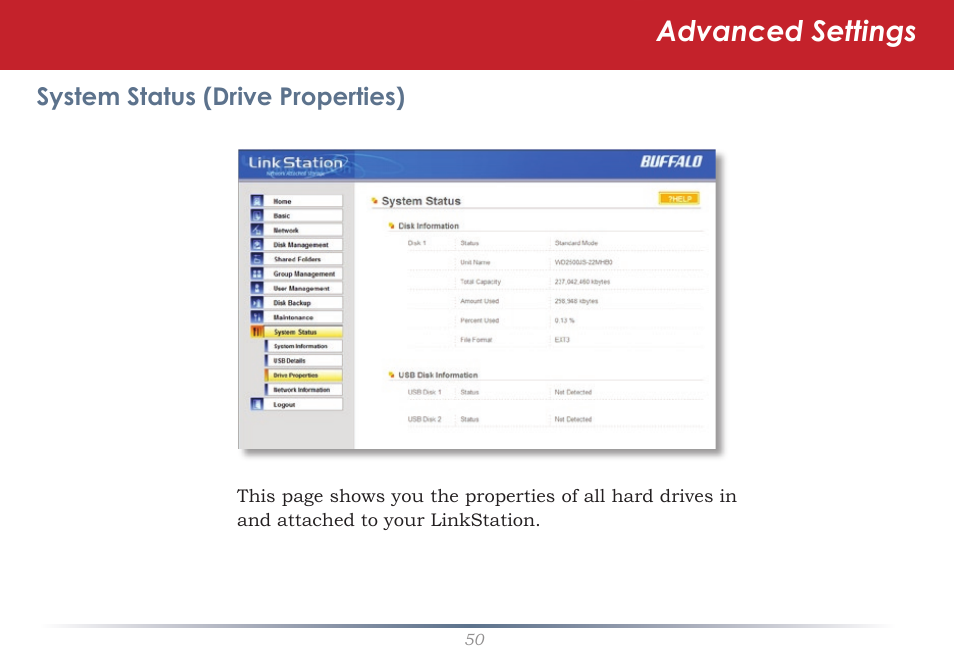 Advanced settings | Buffalo Technology LinkStation Pro Shared Network Storage User Manual | Page 50 / 59