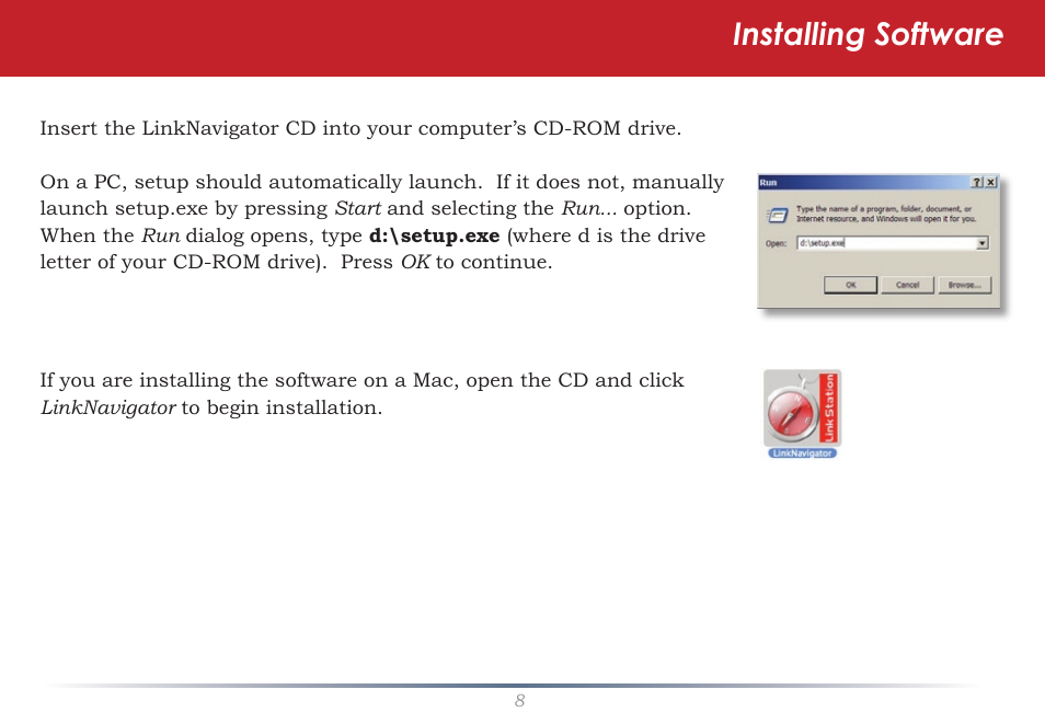 Installing software | Buffalo Technology LinkStation Pro Shared Network Storage User Manual | Page 8 / 59