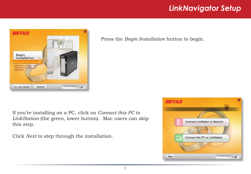 Linknavigator setup | Buffalo Technology LinkStation Pro Shared Network Storage User Manual | Page 9 / 59