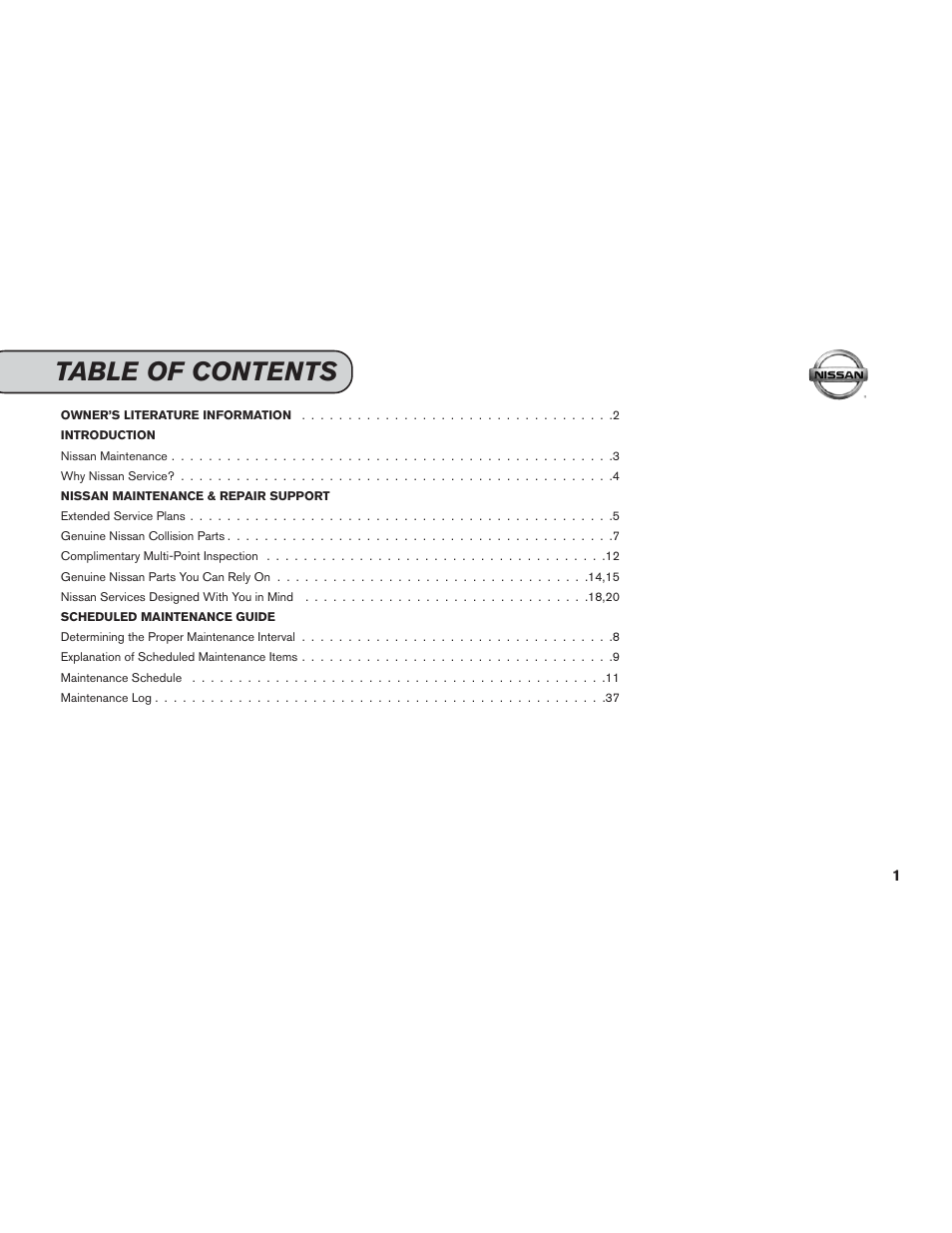 NISSAN 2015 LEAF - Service & Maintenance Guide User Manual | Page 3 / 42