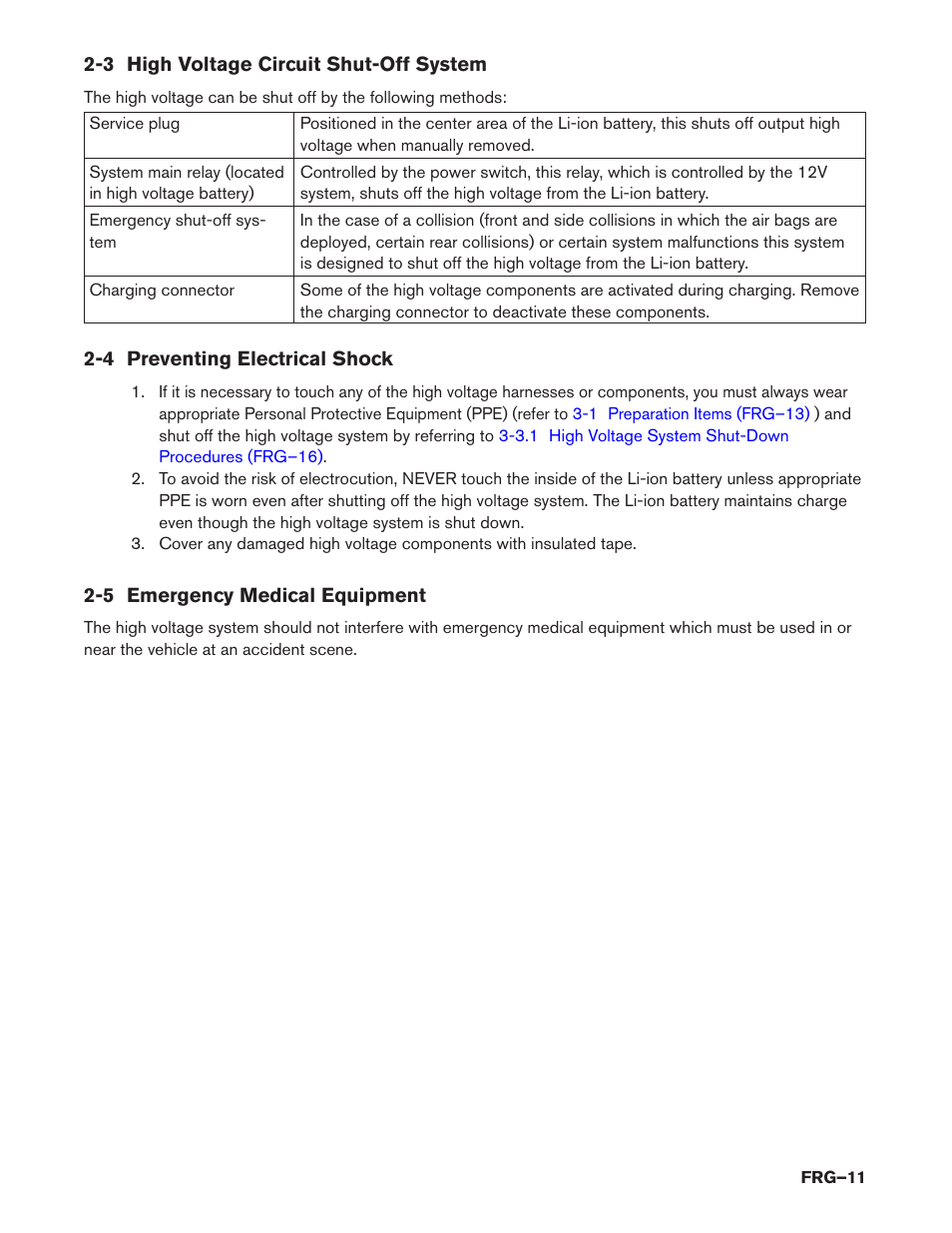 3 high voltage circuit shut-off system, 4 preventing electrical shock, 5 emergency medical equipment | NISSAN 2015 LEAF - First Responder's Guide User Manual | Page 11 / 40