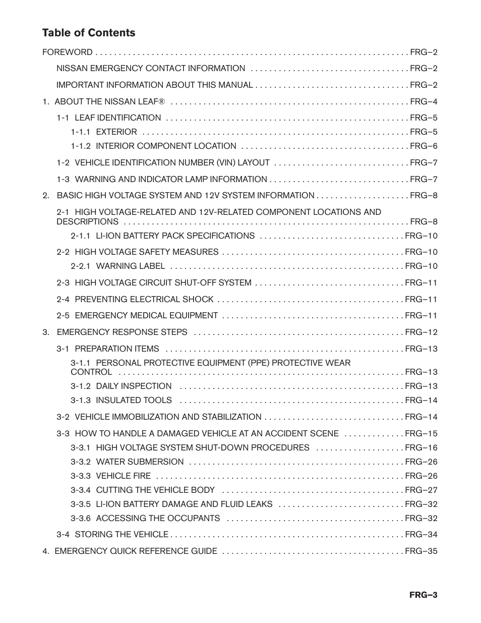 NISSAN 2015 LEAF - First Responder's Guide User Manual | Page 3 / 40
