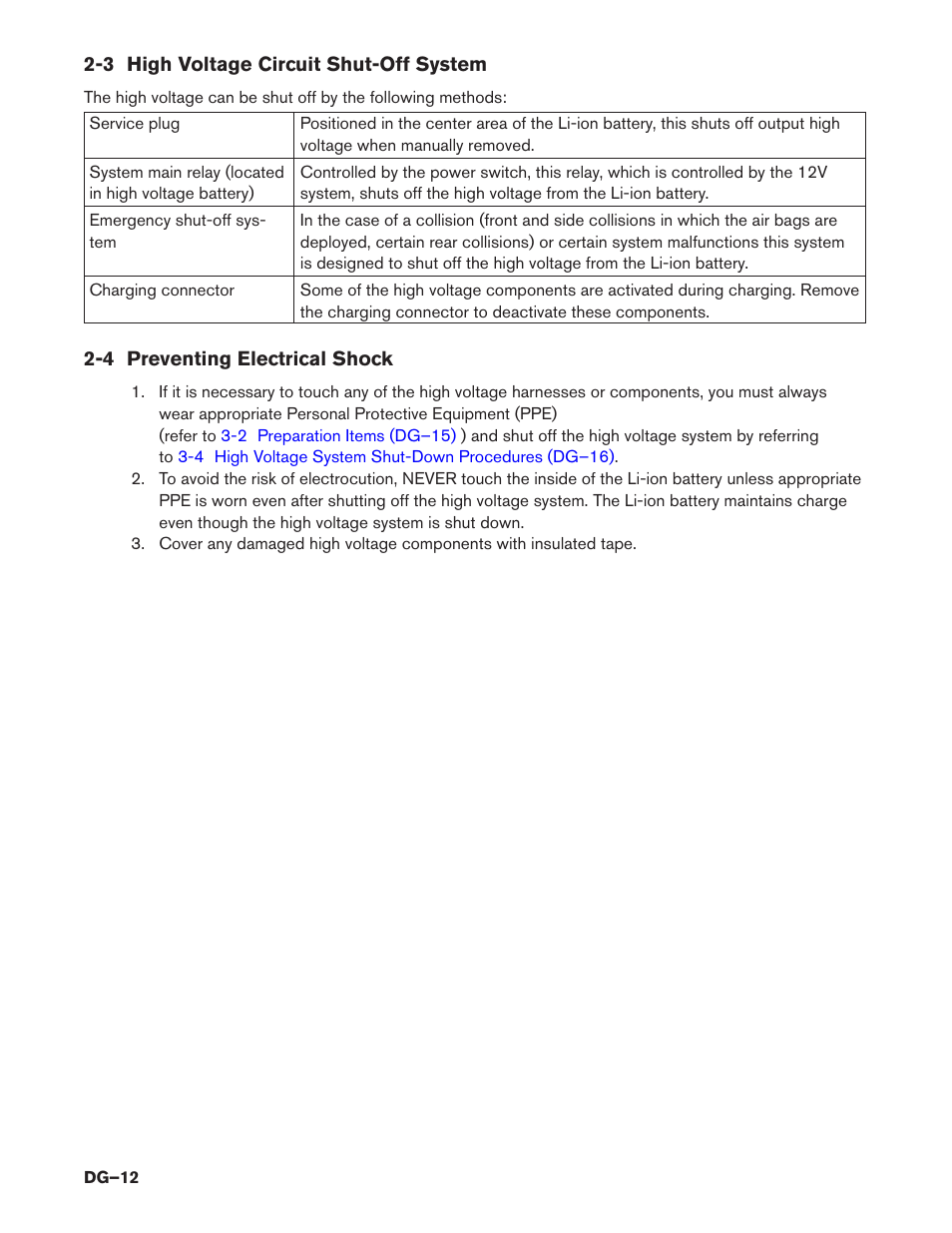 3 high voltage circuit shut-off system, 4 preventing electrical shock | NISSAN 2015 LEAF - Dismantling Guide User Manual | Page 12 / 45