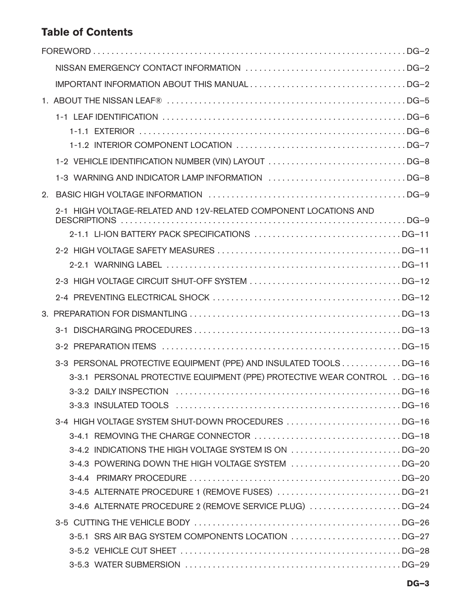 NISSAN 2015 LEAF - Dismantling Guide User Manual | Page 3 / 45