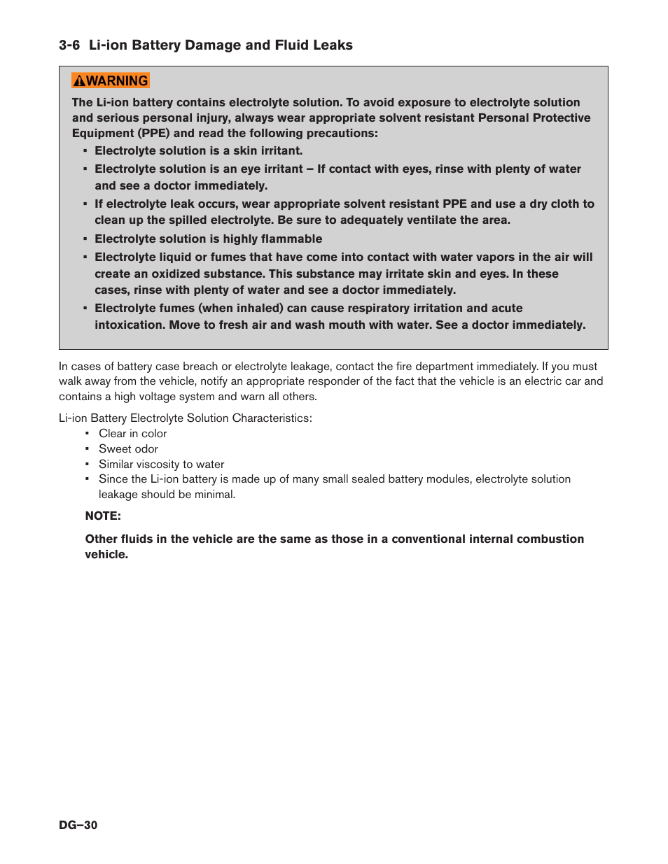 6 li-ion battery damage and fluid leaks | NISSAN 2015 LEAF - Dismantling Guide User Manual | Page 30 / 45