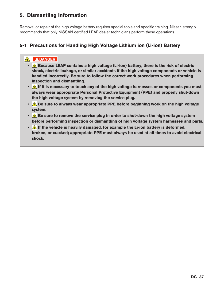 Dismantling information | NISSAN 2015 LEAF - Dismantling Guide User Manual | Page 37 / 45