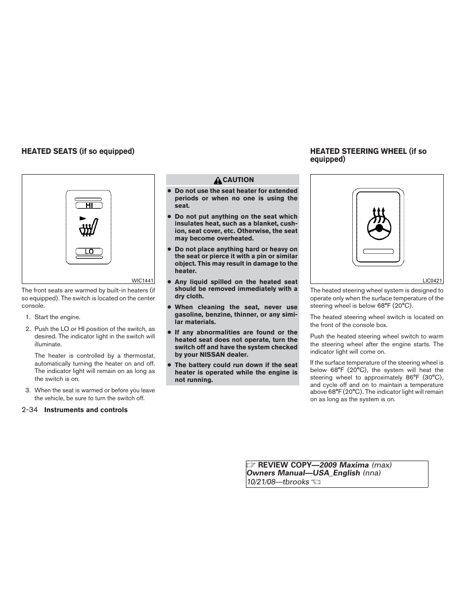 NISSAN 2009 Maxima - Owner's Manual User Manual | Page 101 / 419