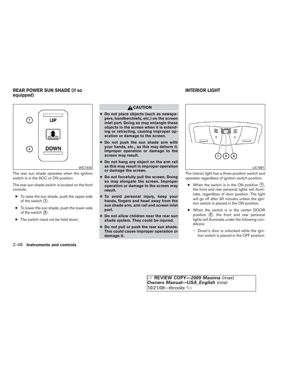 NISSAN 2009 Maxima - Owner's Manual User Manual | Page 115 / 419