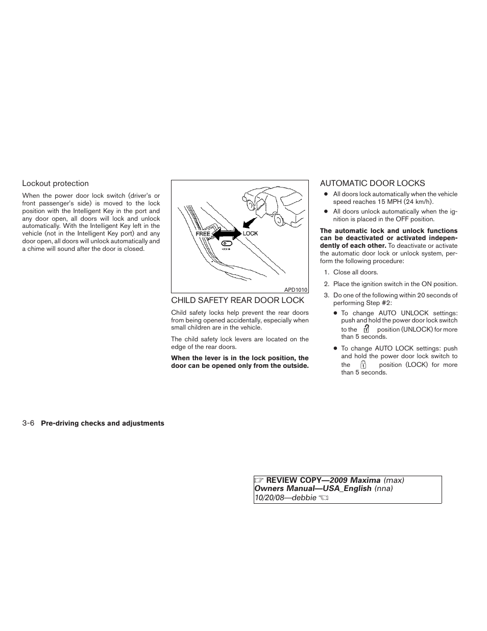 NISSAN 2009 Maxima - Owner's Manual User Manual | Page 127 / 419