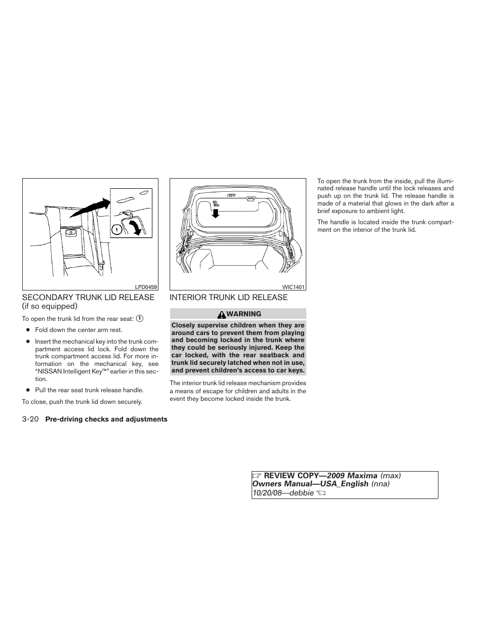 NISSAN 2009 Maxima - Owner's Manual User Manual | Page 141 / 419