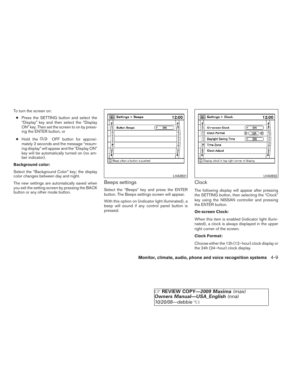 NISSAN 2009 Maxima - Owner's Manual User Manual | Page 162 / 419