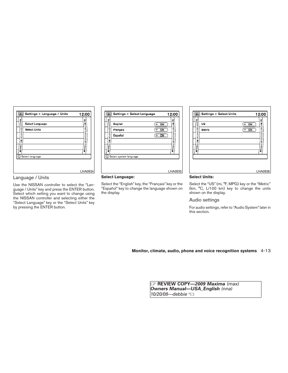 NISSAN 2009 Maxima - Owner's Manual User Manual | Page 166 / 419