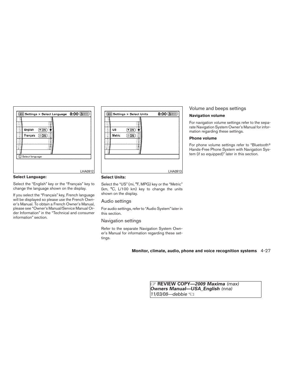 NISSAN 2009 Maxima - Owner's Manual User Manual | Page 180 / 419