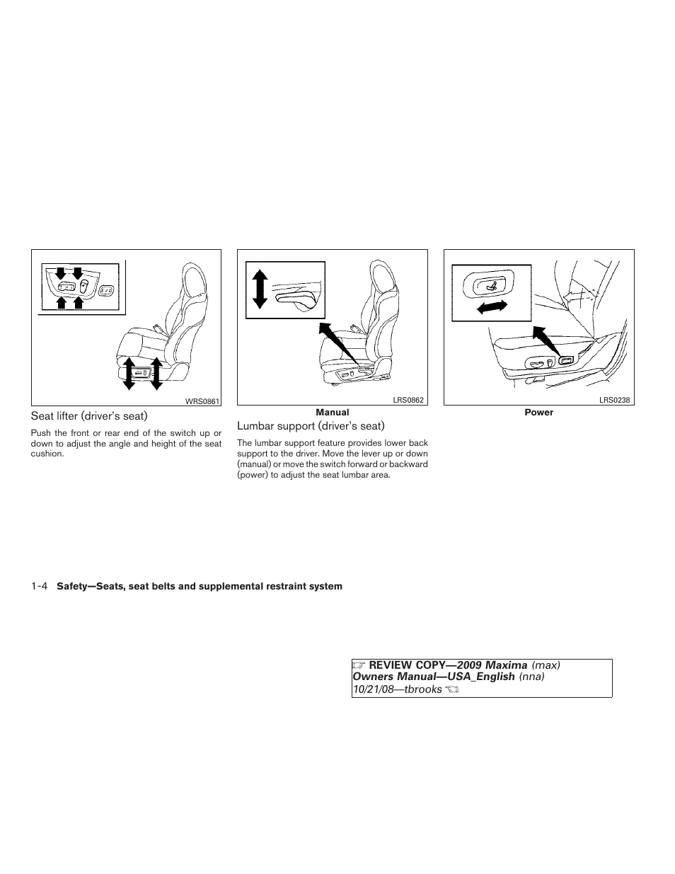 NISSAN 2009 Maxima - Owner's Manual User Manual | Page 19 / 419