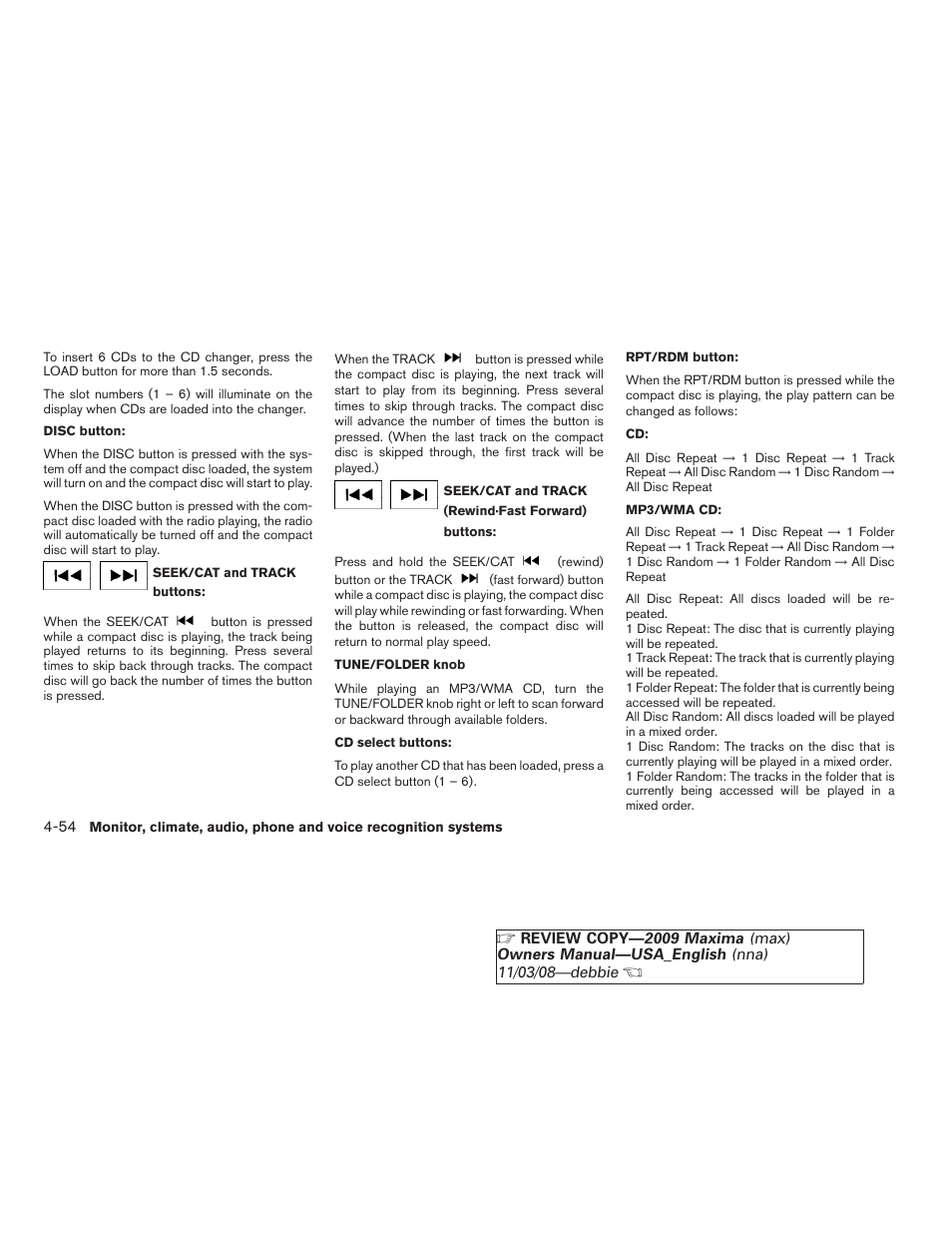 NISSAN 2009 Maxima - Owner's Manual User Manual | Page 207 / 419