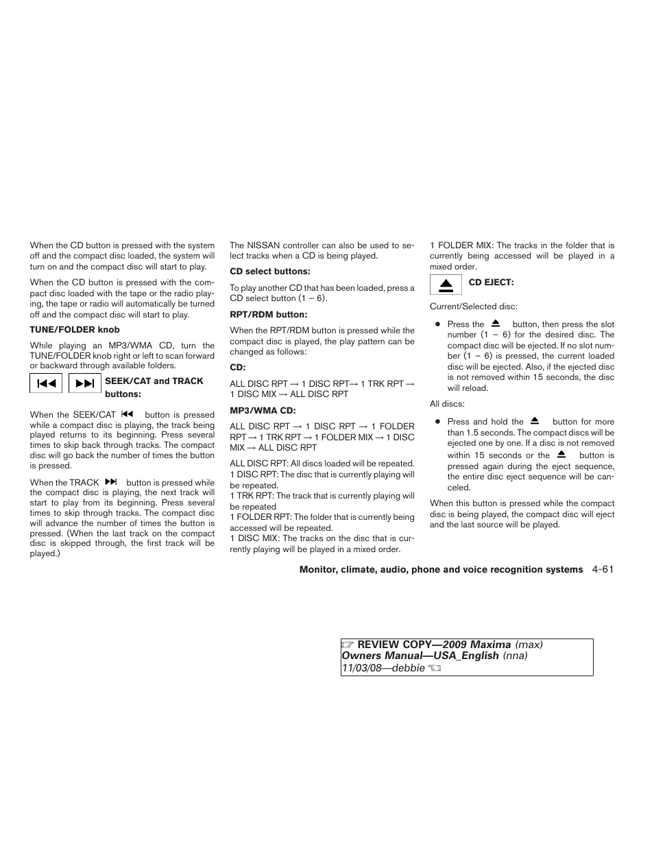 NISSAN 2009 Maxima - Owner's Manual User Manual | Page 214 / 419